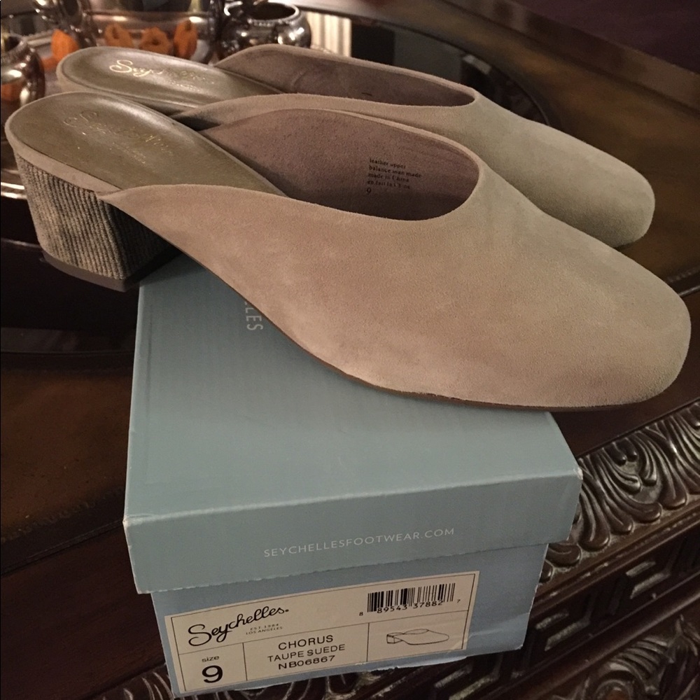 Seychelles Taupe Suede Mules